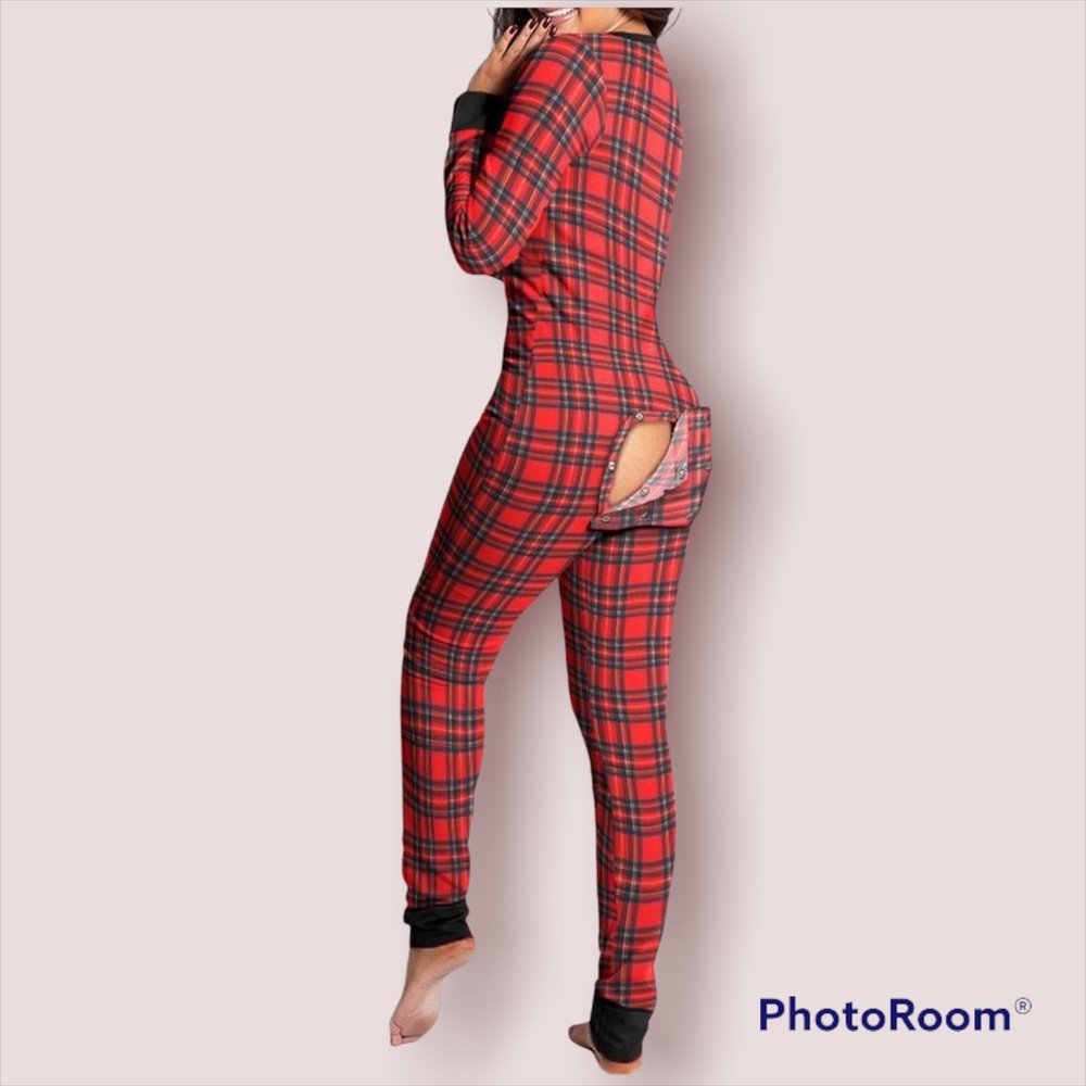 CBR Plain Functional Button Flap Adults Jumpsuit Pajamas Set for Women Small